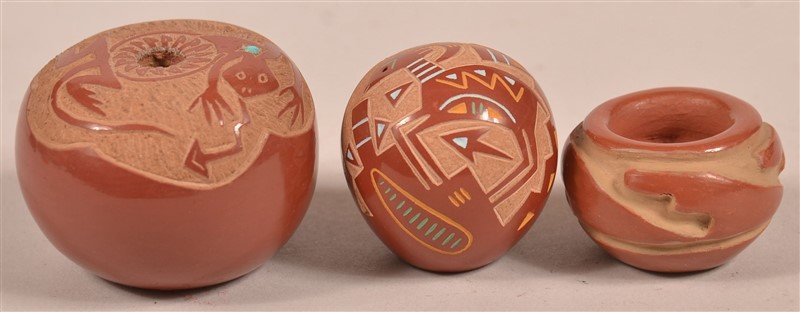 Three Pueblo Indian Miniature Pottery Jars. (1 of 4)