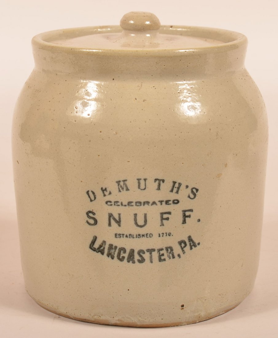 Demuth's Snuff Stoneware One Gallon Crock. (1 of 2)