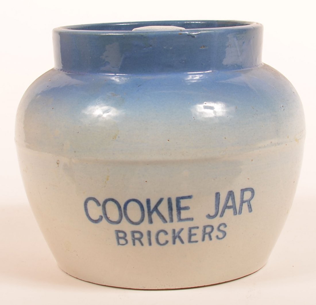 Salt Glazed Stoneware Brickers Cookie Jar. (1 of 2)