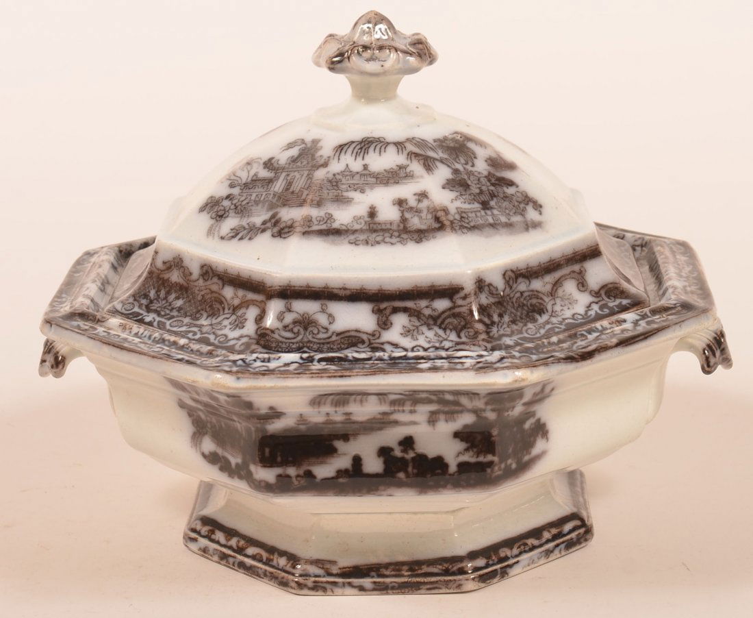 Black Transfer Ironstone  Oriental Views Dish. (1 of 3)