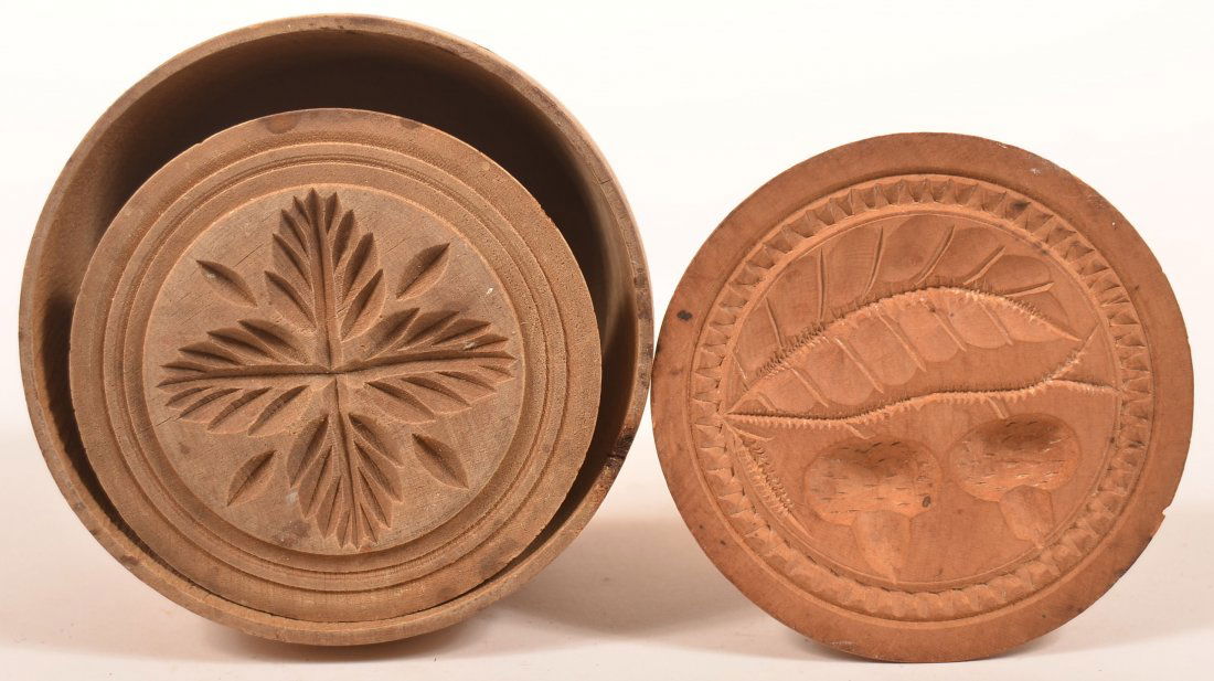 Two Antique Carved Butter Prints. (1 of 2)