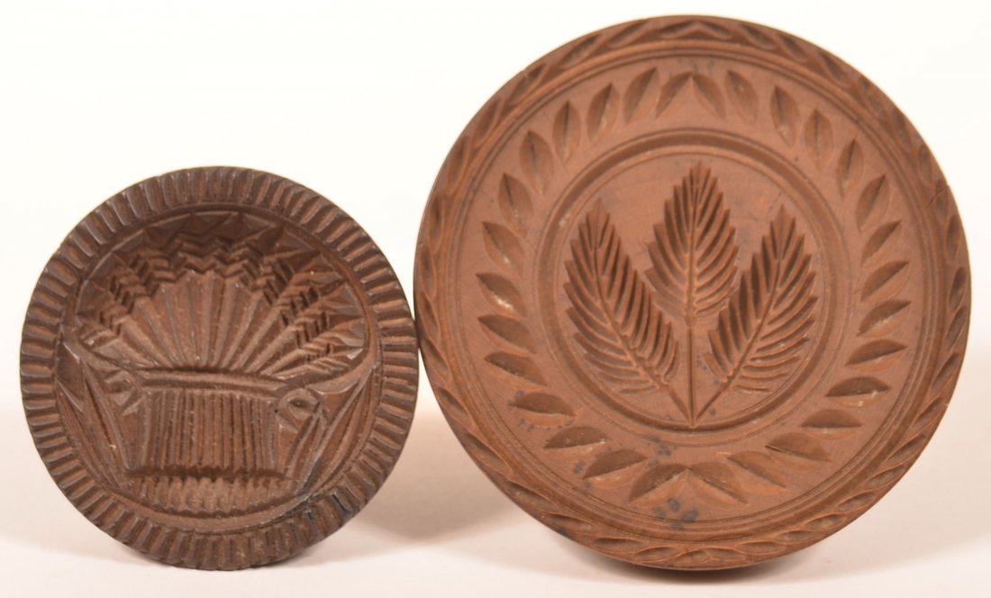 Two PA Single Piece Turned Wood Butter Prints. (1 of 2)