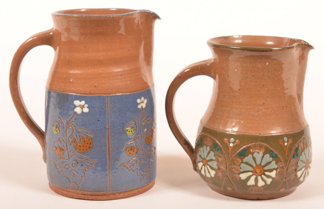 Two Hay Creek Pottery Floral Pitchers. (1 of 3)