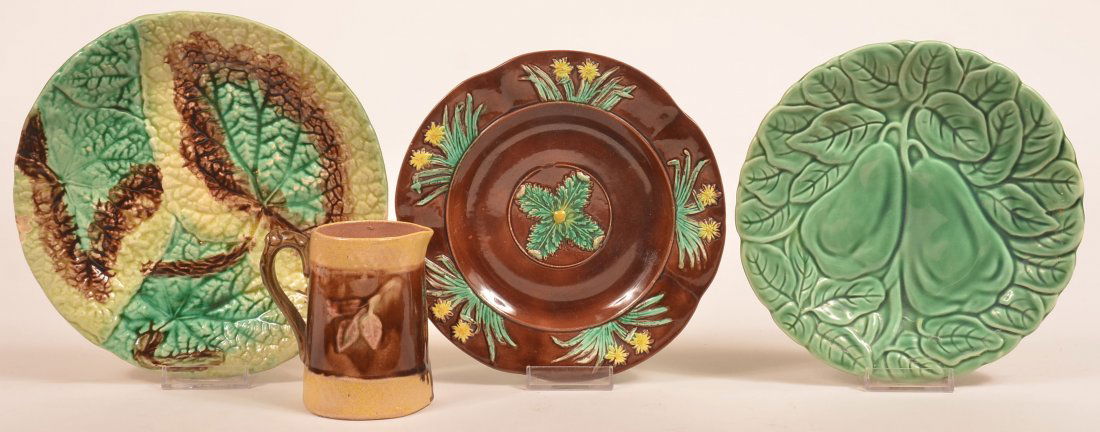 Four Various Pieces of Majolica Pottery. (1 of 2)