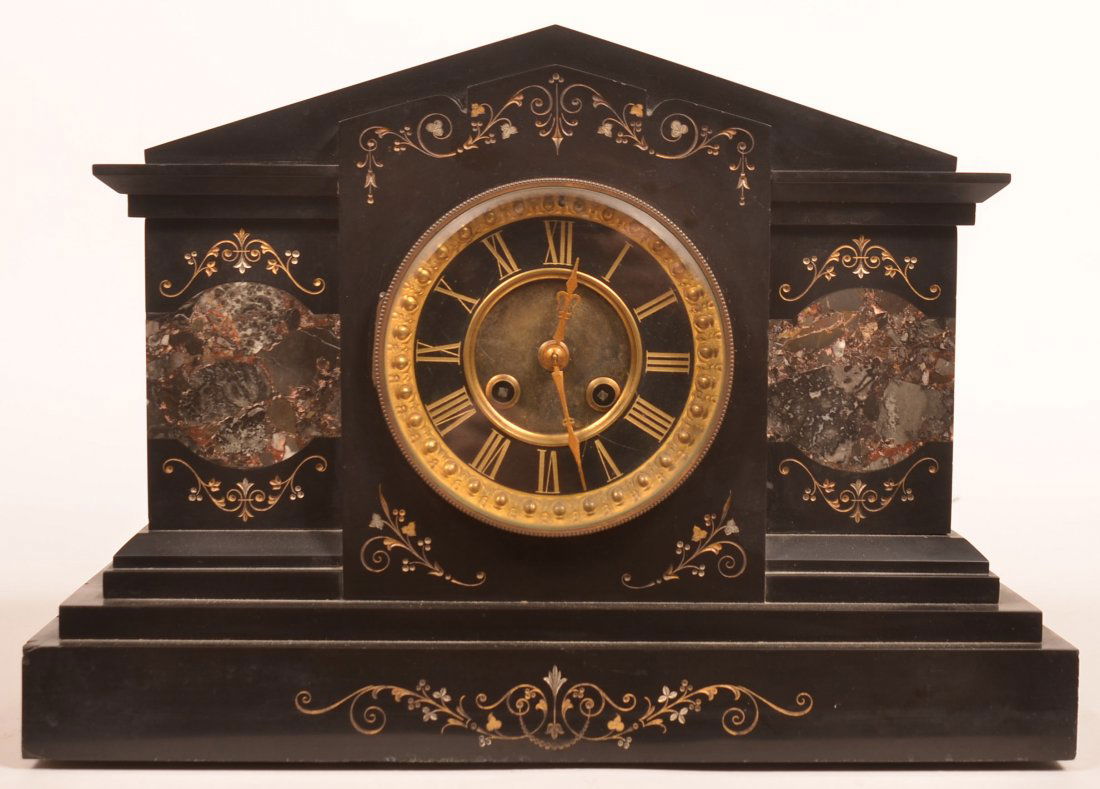 Antique French Slate Case Mantel Clock. (1 of 5)