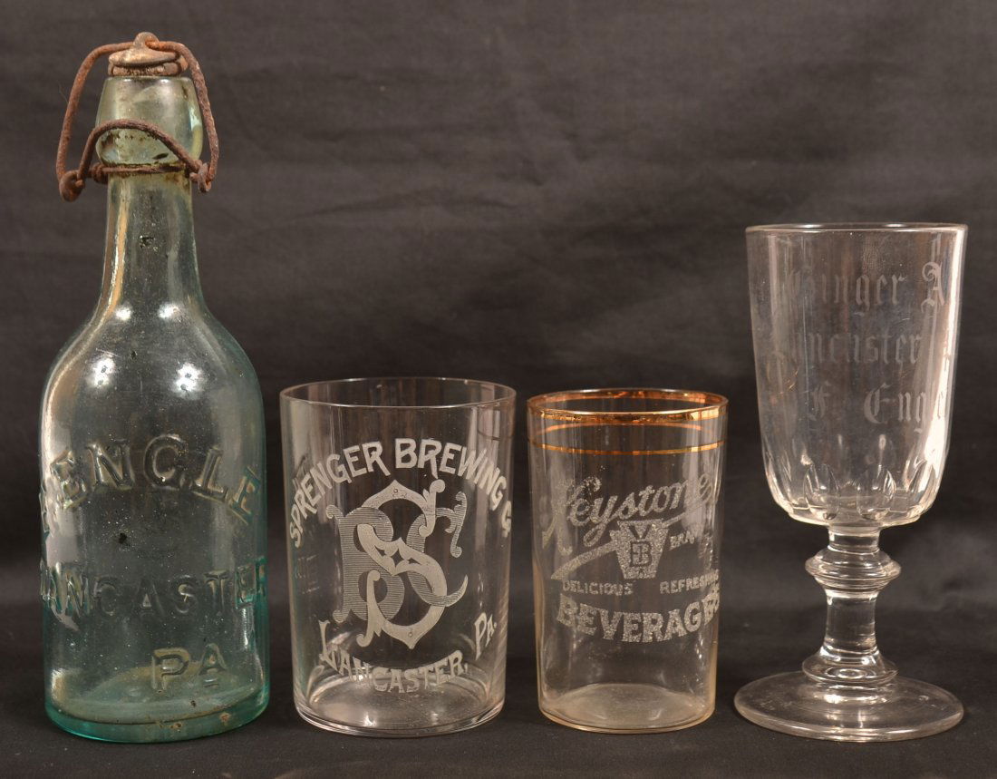 4 Pieces of Lancaster, PA Advertising Glassware. (1 of 2)