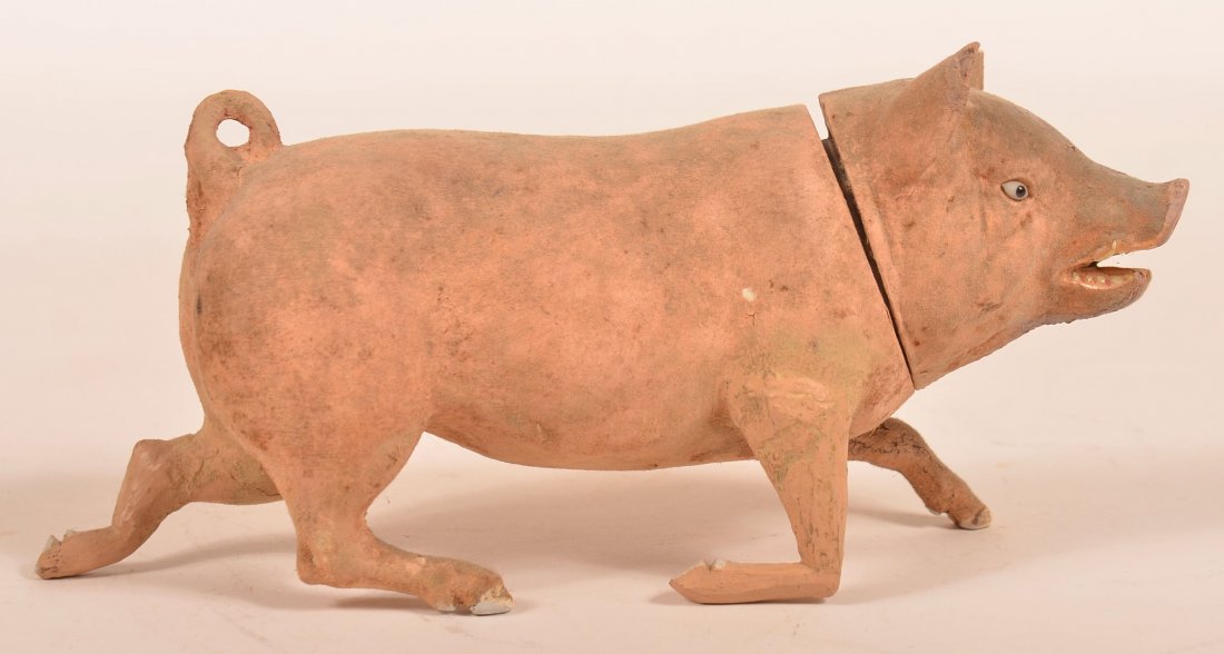 Composition Pig Form Candy Container. (1 of 3)