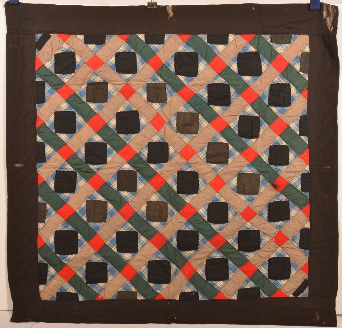 Antique Amish Geometric Patchwork Crib Quilt. (1 of 2)