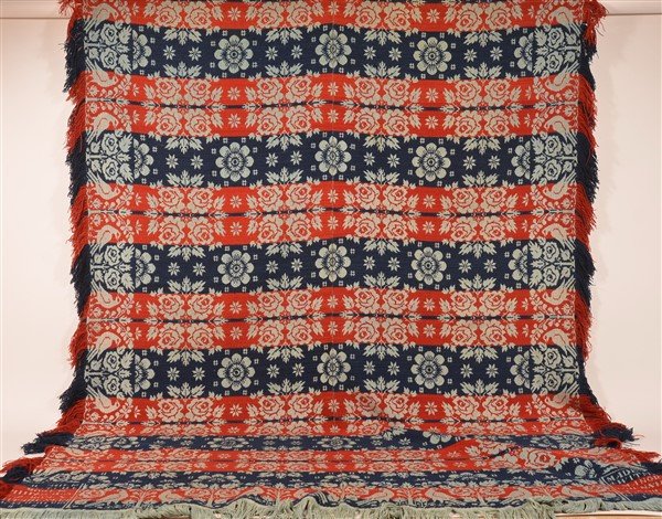 Lancaster County Three Color Two Part Coverlet. (1 of 4)