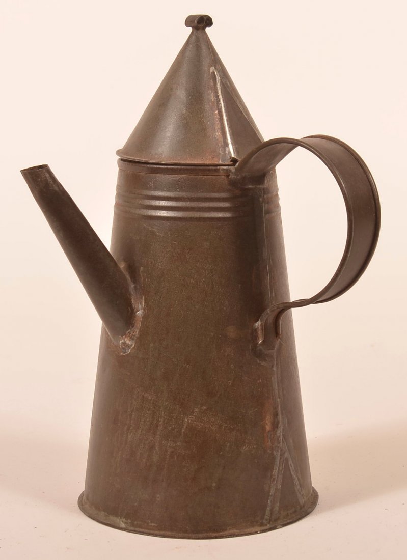 19th Cent. Tin Light House Side-spout Teapot. (1 of 2)