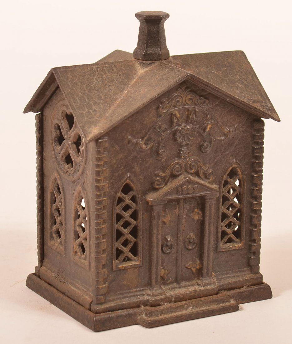 1882 Cast Iron House Form Still Bank. (1 of 3)