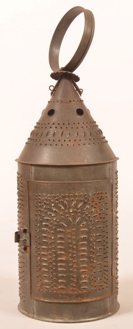 PA 19th Century Punched Tin Candle Lantern. (1 of 3)