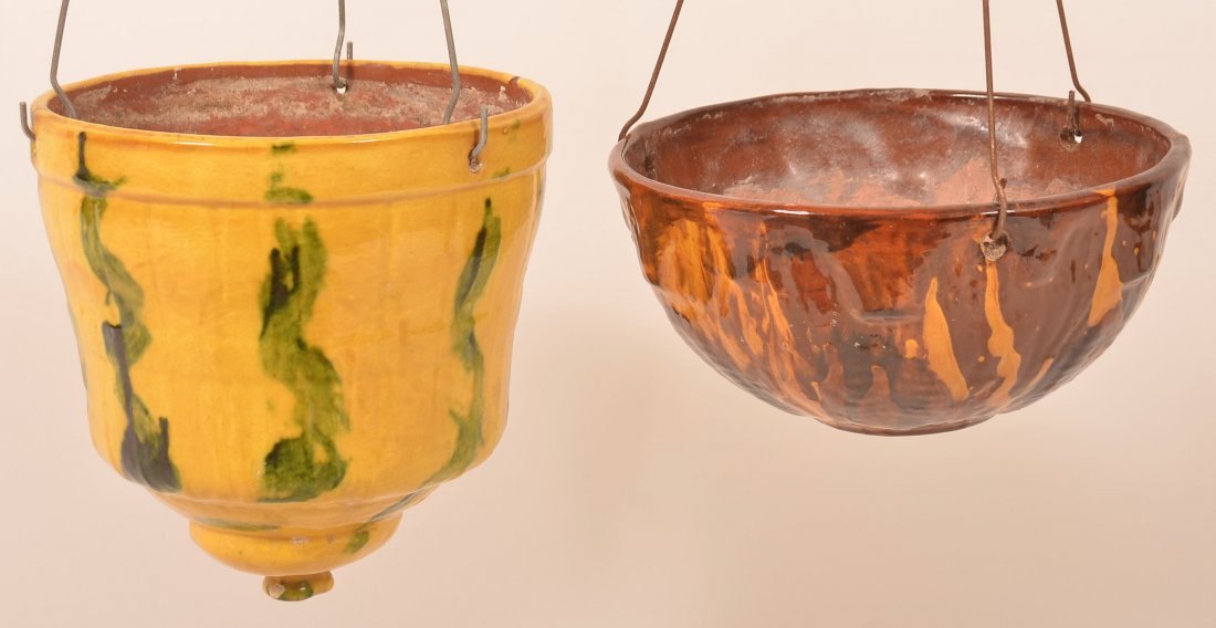 2Breininger Pottery Redware Hanging Planters. (1 of 3)