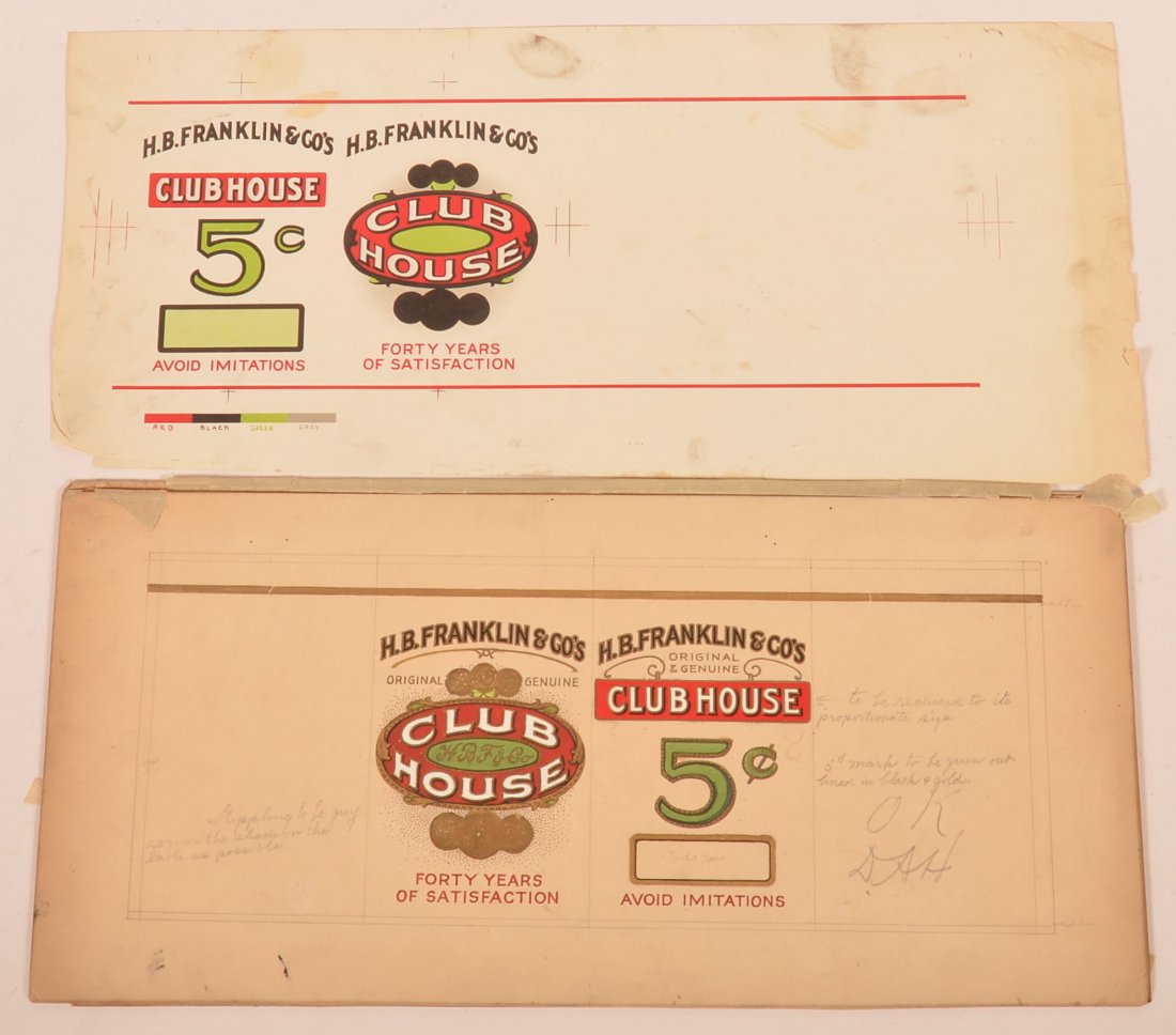 Scarce "Club House 5  Cent Cigar" Original Artwork. (1 of 1)