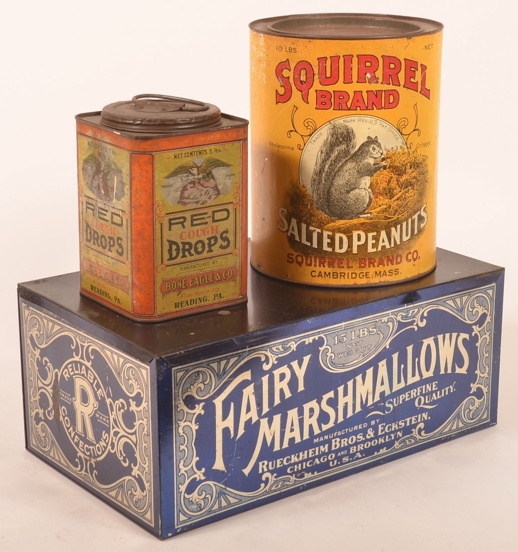Three Antique lithograph Adverting Tins. (1 of 2)