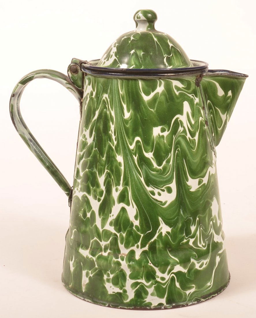 Granite Ware Green Large Swirl Coffee Pot.