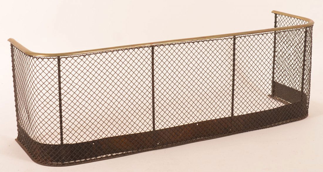 19th century brass and wire mesh fire place fender (1 of 1)