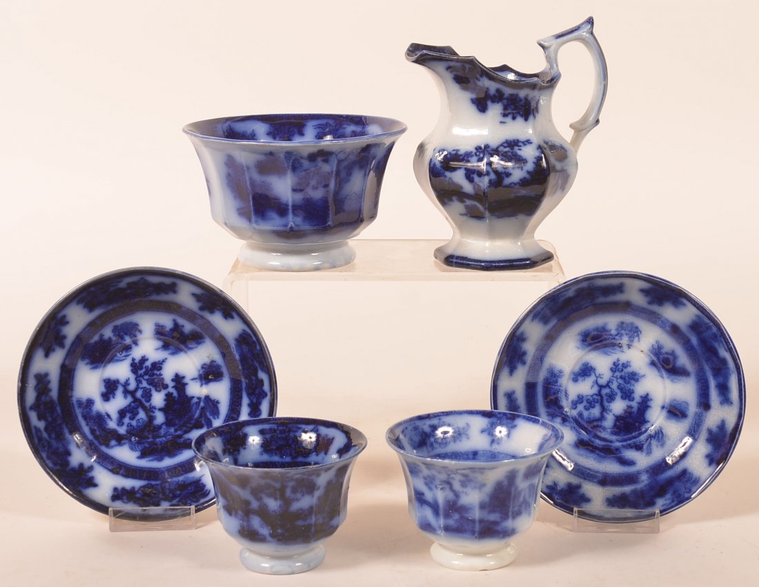 6 Pcs. of Flow Blue "Chapoo" Ironstone China. (1 of 2)
