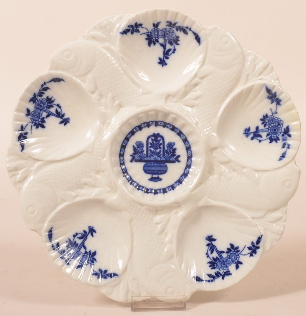 Minton Flow Blue China Oyster Plate. (1 of 3)