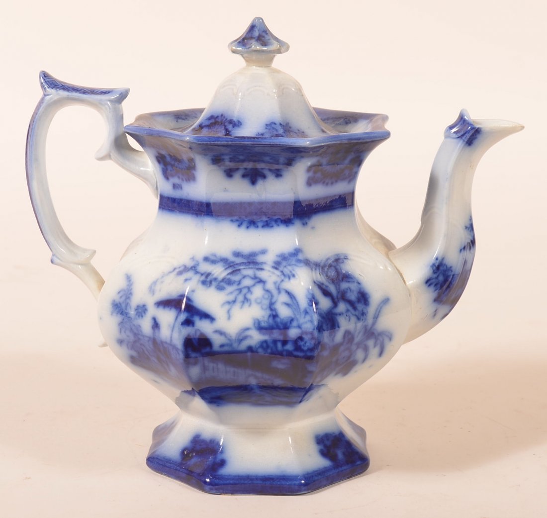 Flow Blue Ironstone Amoy Pattern. Coffeepot. (1 of 3)