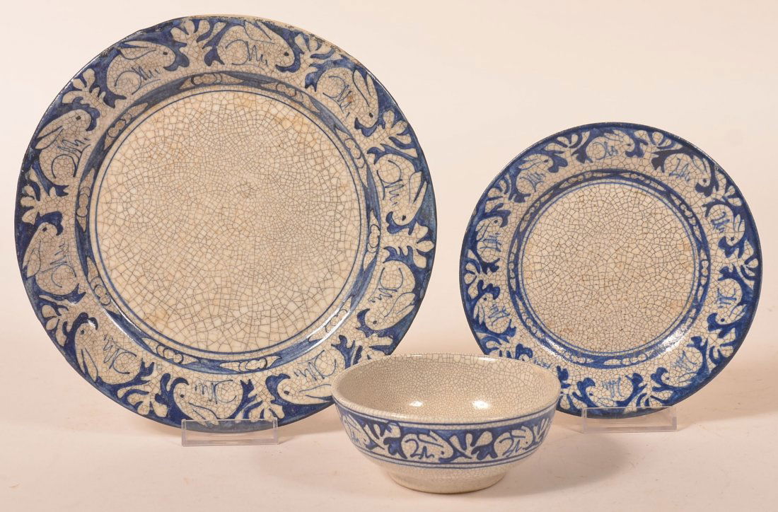 3 Pcs.  of Dedham Pottery with Rabbit Borders. (1 of 1)