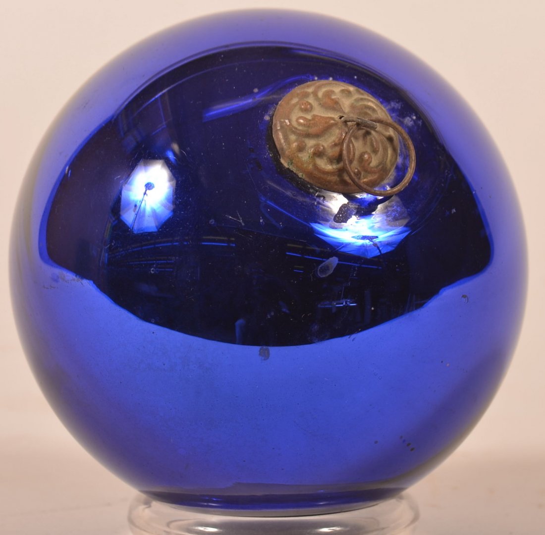 Cobalt Blue Glass Ball Form German Kugel. (1 of 2)