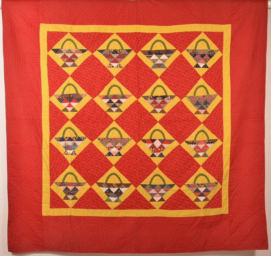 Antique Basket Pattern Patchwork Quilt. (1 of 4)