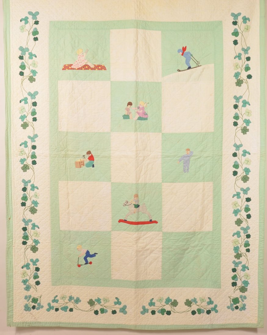 Vintage 8 Panel Patchwork & Needlework Quilt. (1 of 4)
