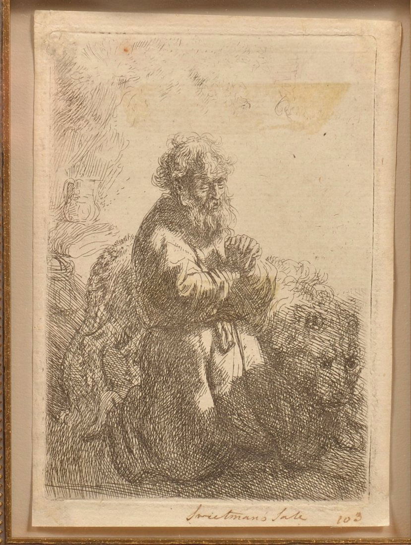 Rembrandt St. Jerome in Prayer Etching, C. 1635. (1 of 3)