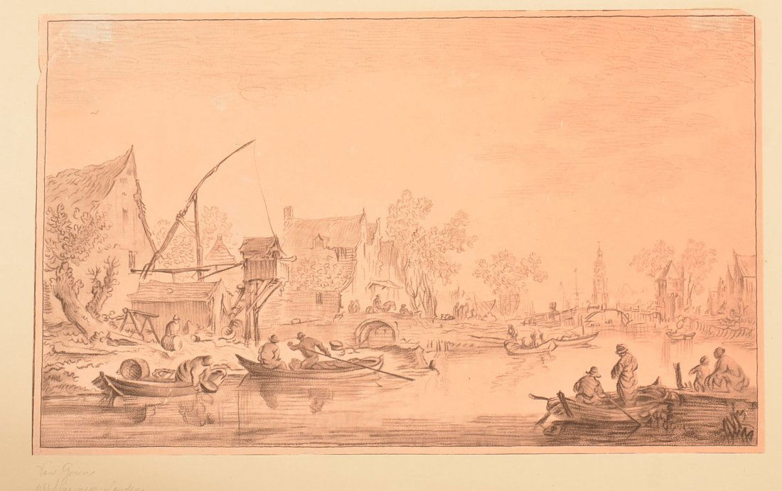 School of Jan van Goyen Dutch Village Etching. (1 of 2)