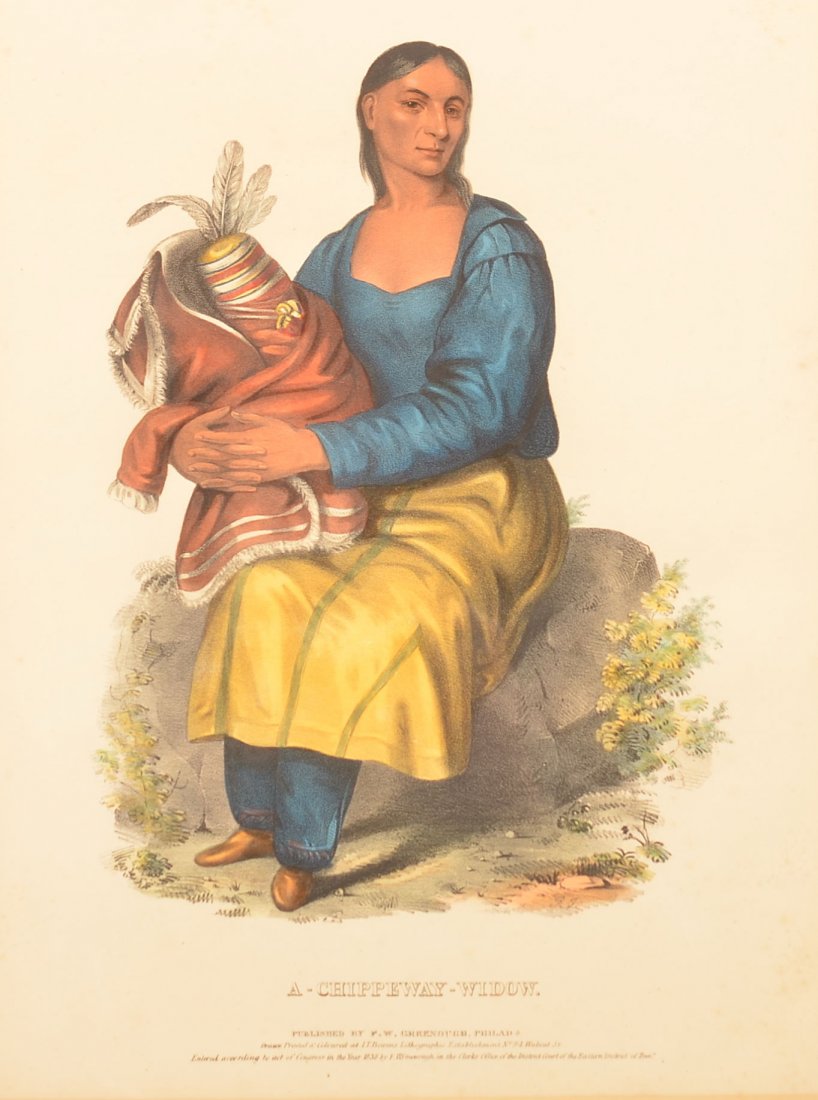 Hand Colored Lithograph "A Chippeway Widow". (1 of 3)
