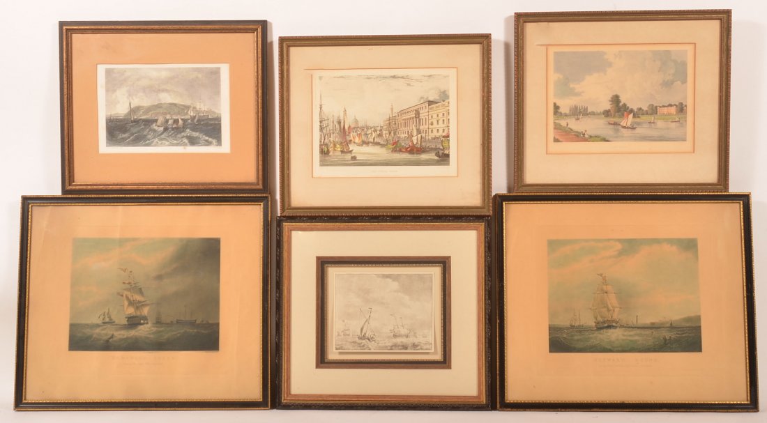 Six 19th Century Boat/Harbor Scene Prints. (1 of 7)