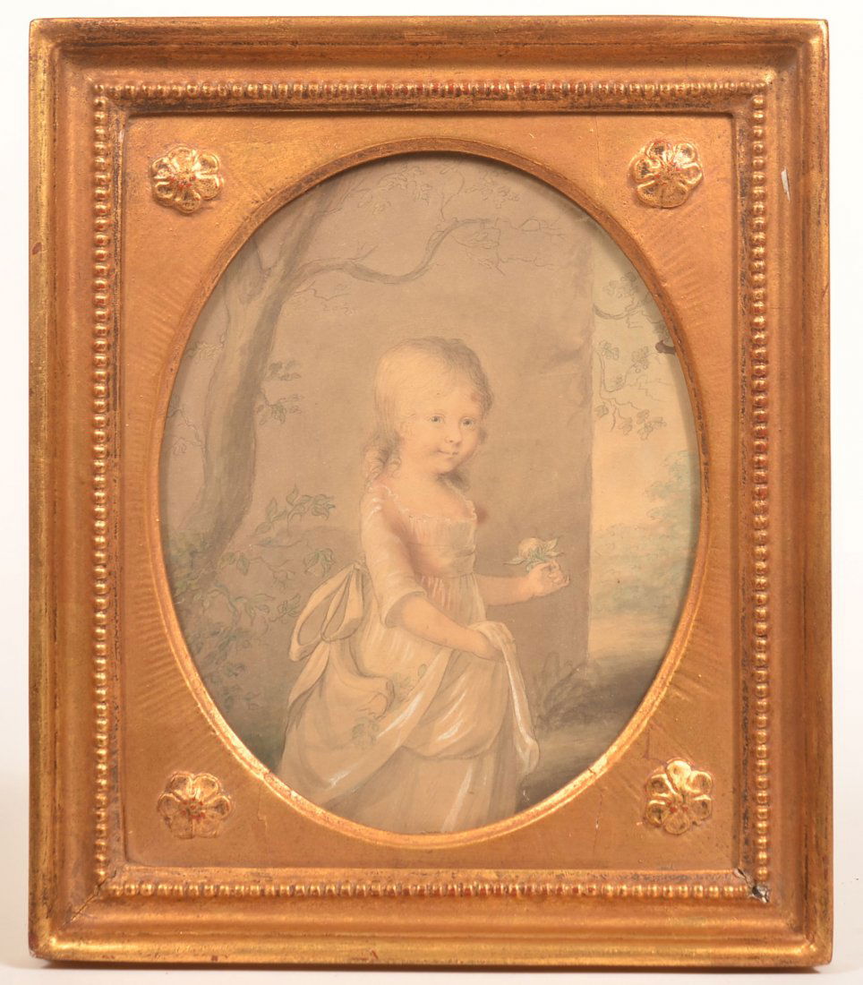 19th Century Watercolor Painting of a Girl. (1 of 4)