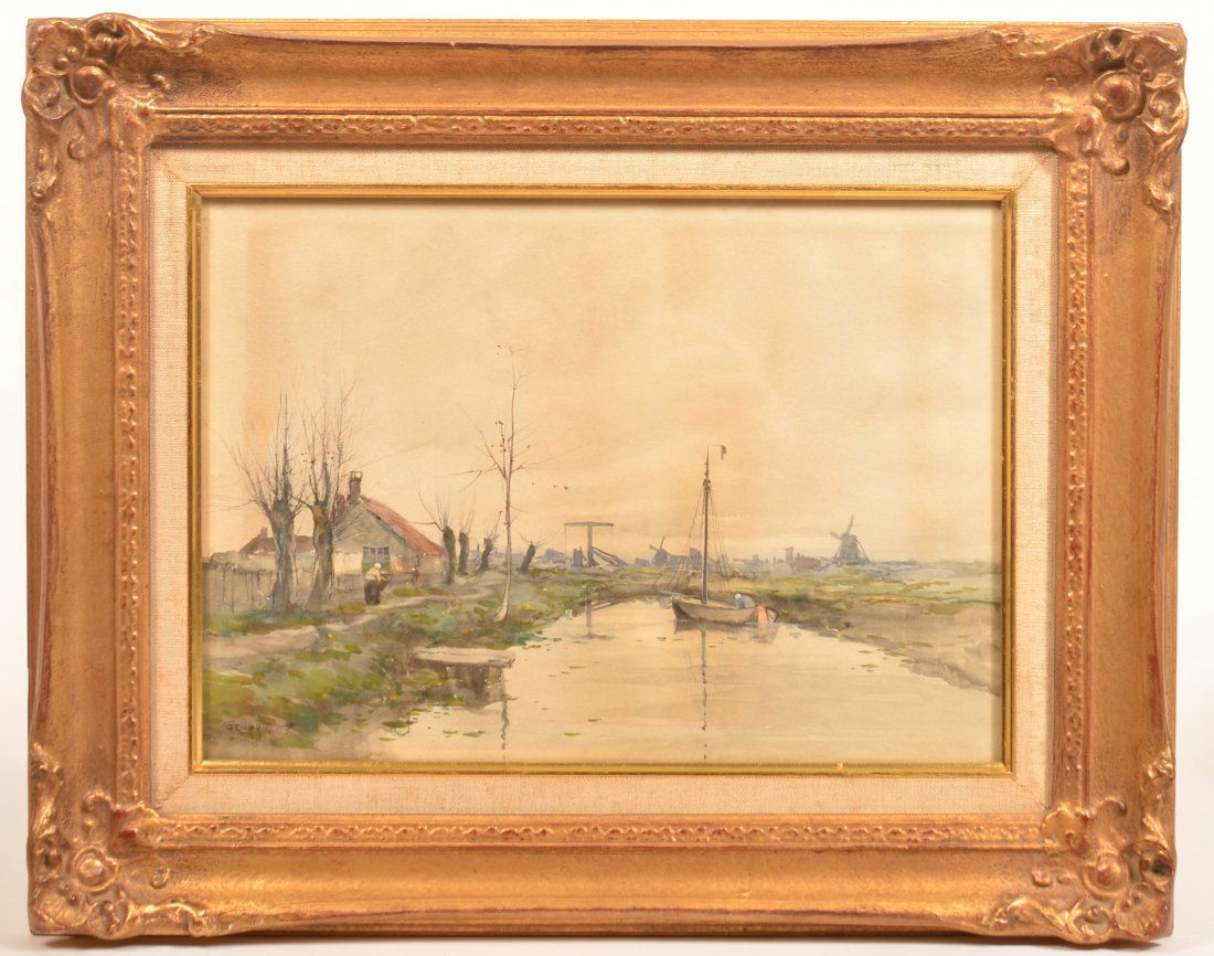Emile Albert Gruppe Dutch Landscape Painting. (1 of 3)