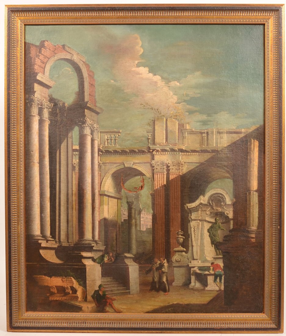 Oil on Canvas Painting Depicting Roman Ruins. (1 of 5)