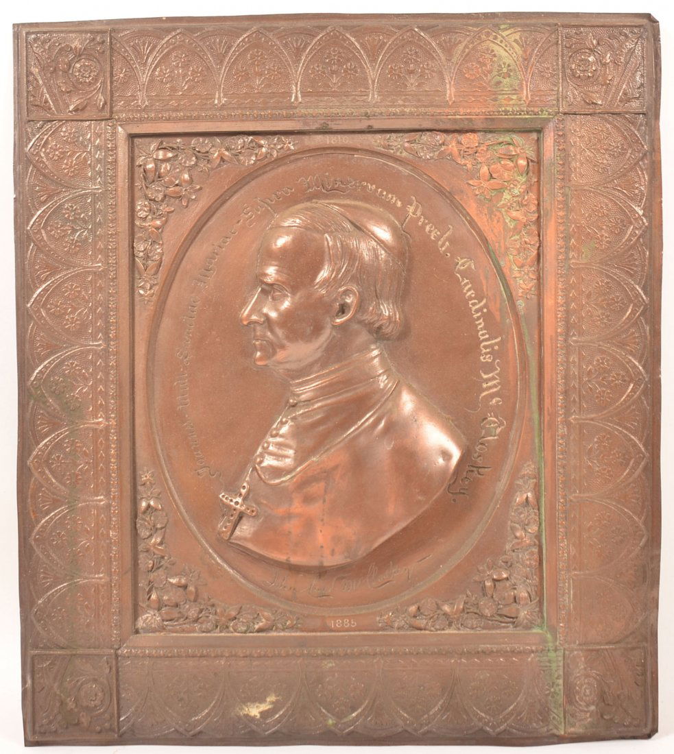 Cardinal John Lord McCloskey Copper Plaque. (1 of 4)