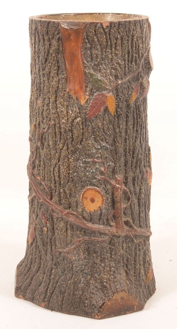 19th C. Redware Stump Form Umbrella Stand. (1 of 5)
