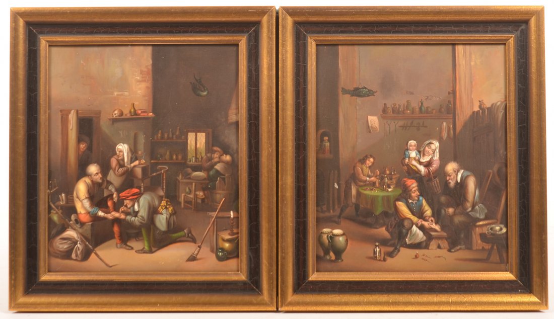 Two 19th Cent. Continental Oil on Tin Paintings. (1 of 3)