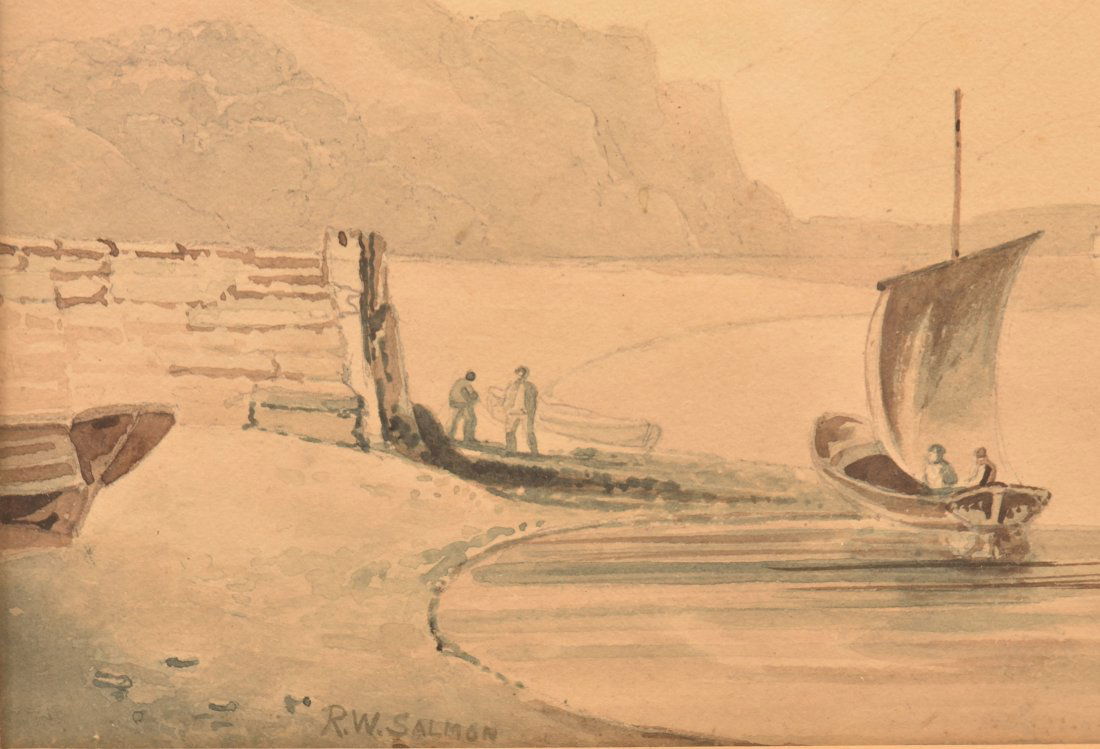 R.W. Salmon Watercolor Lake Scape Painting (1 of 4)