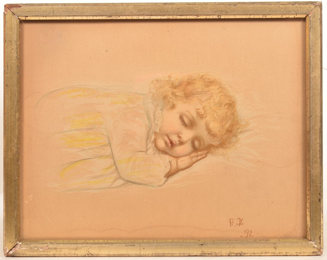 Watercolor & Pastel Painting of a Sleeping Child. (1 of 3)
