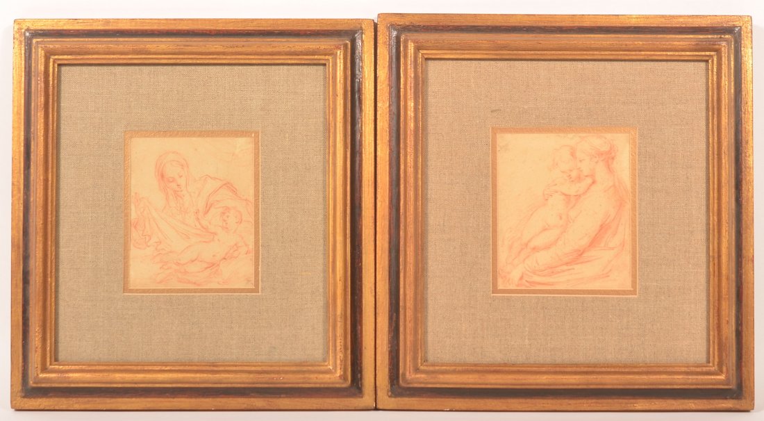 2  French School Red Chalk on Paper Drawings. (1 of 3)