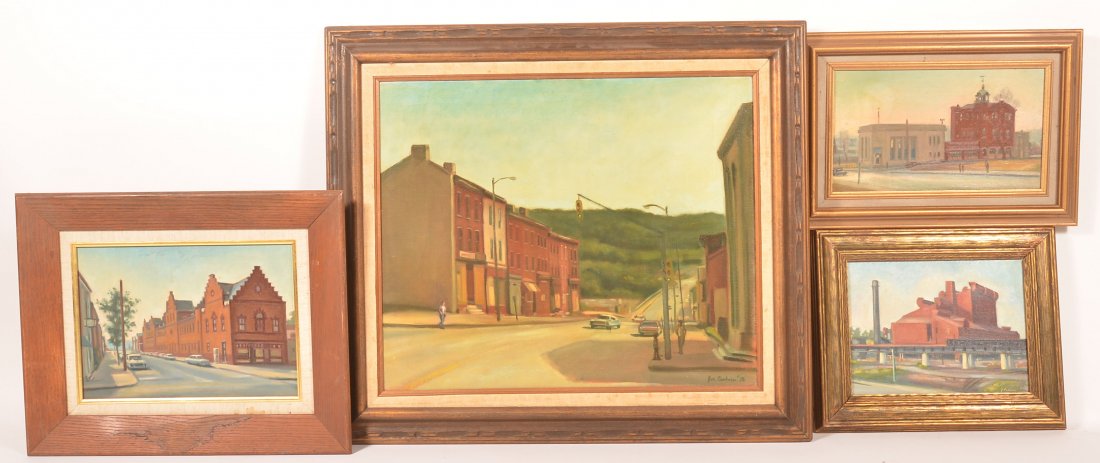 Four J. Cashore Oil  Paintings of  Buildings. (1 of 2)