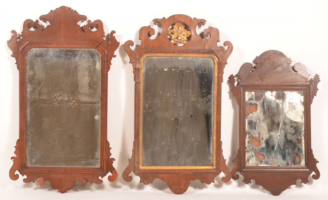 Three Chippendale Mahogany Wall Mirrors. (1 of 2)
