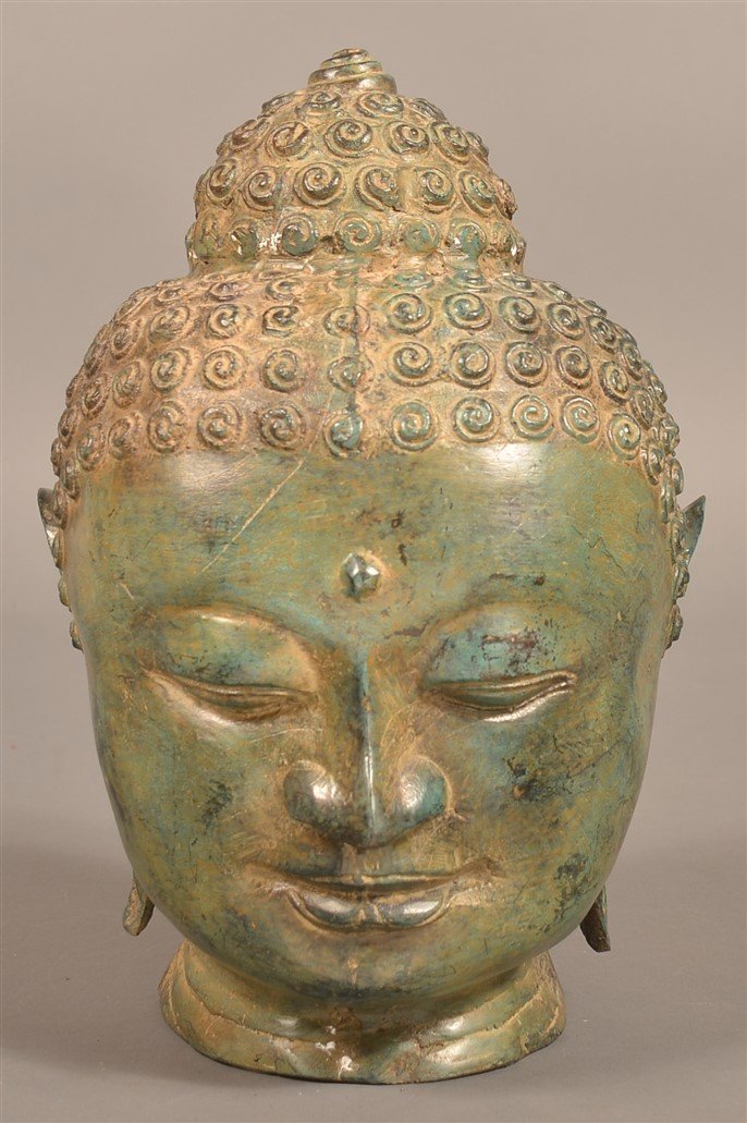 Sheet Bronze Indian Deity Head Sculpture. (1 of 4)