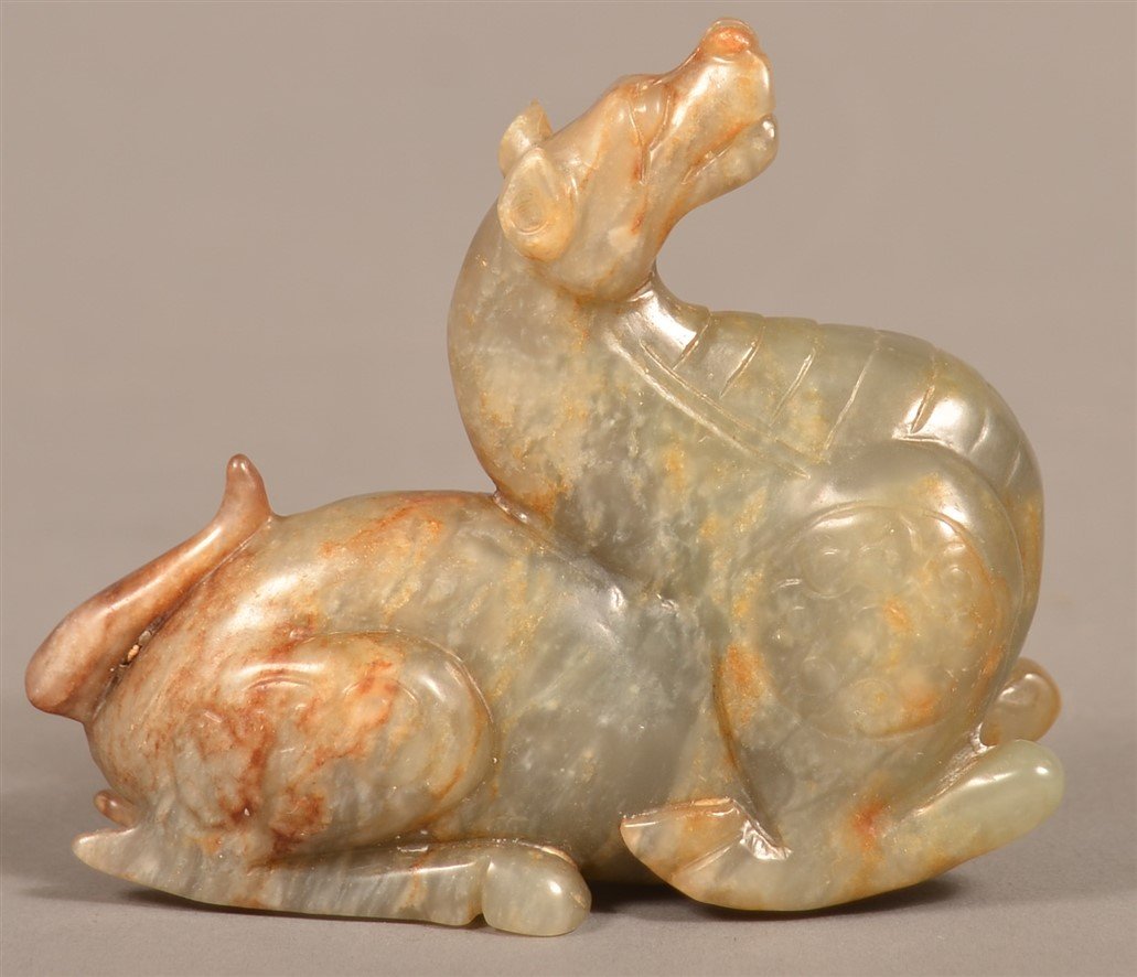 Antique Chinese Carved Jade Figure of a Kylin. (1 of 5)