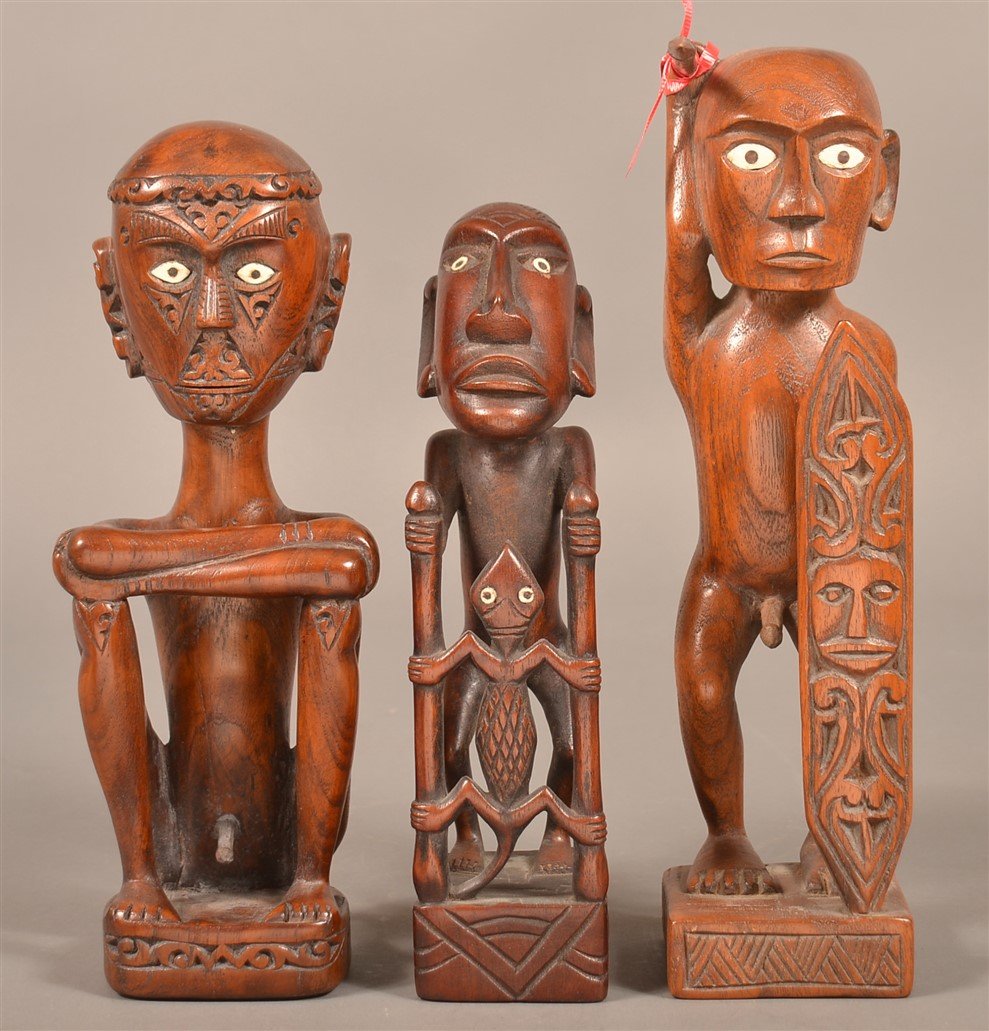 Three Indonesian Carved Protector Figures. (1 of 3)