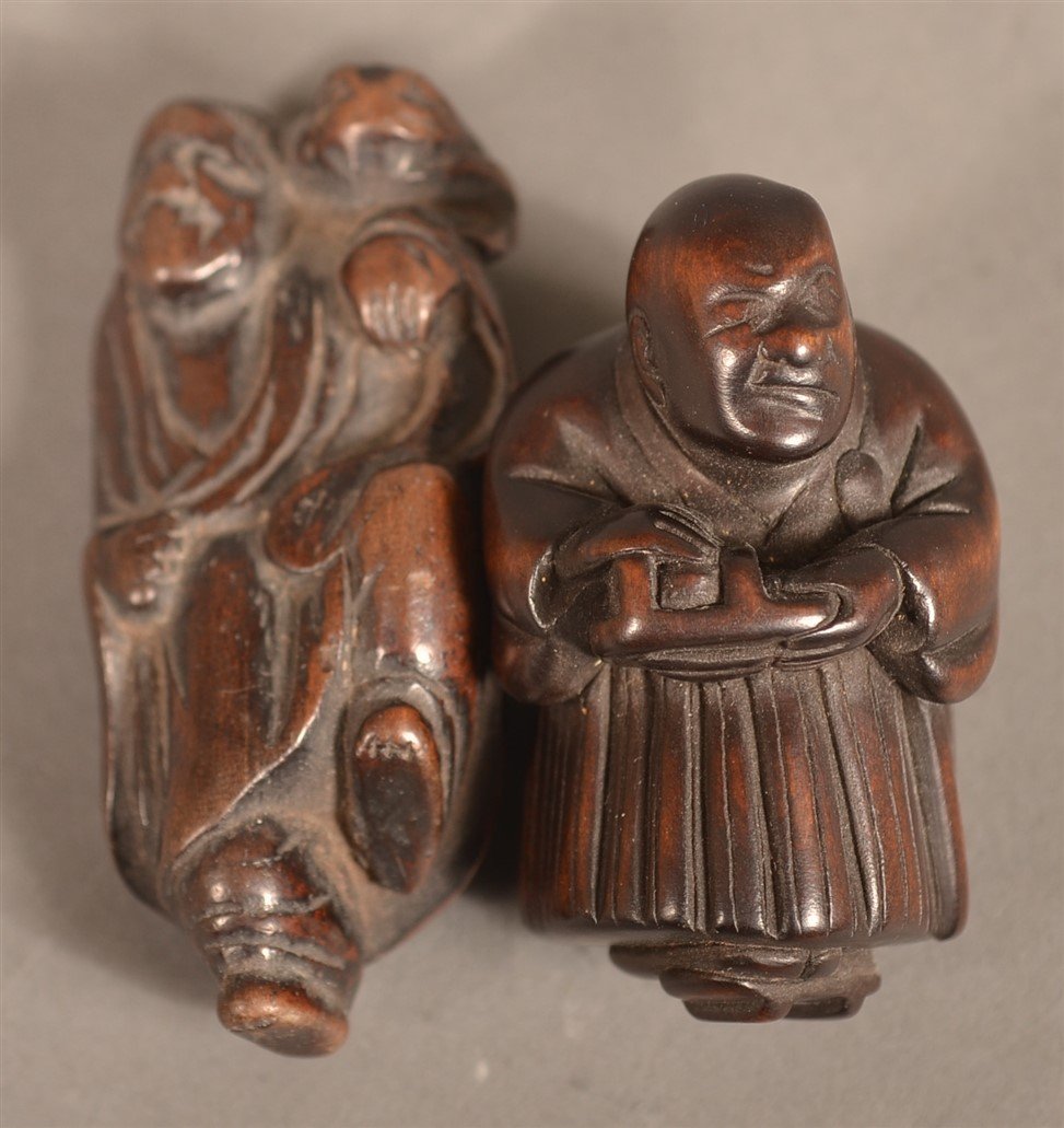 2  Carved Wood Chinese Figural Netsukes. (1 of 3)