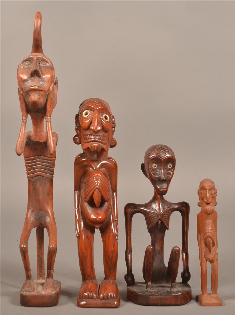 4 Indonesian Carved Hunger Fetish Figures. (1 of 2)