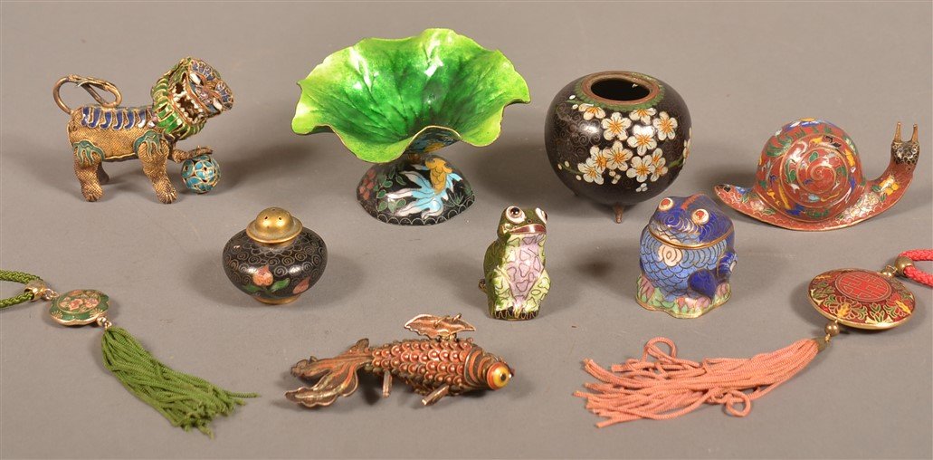 Ten Pieces of Various Enamel and Cloisonné. (1 of 1)