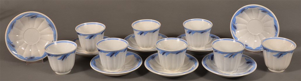 8 Ironstone Blue Wheat Pattern Cups & Saucers. (1 of 2)